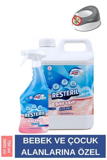 Resteril Hijyen Spreyi Baby&Kids 750x5000ml Bebek Mama Sandalyesi Oyuncak Temizleyici Dezenfektan