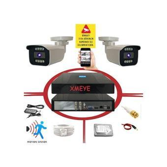 2 Kameralı Hareket Algılayan 5 Mp Lens 8 Warm Led Gece Renkli Gösteren Güvenlik Kamerasi Seti BS908W