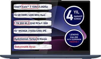 Lenovo Ideapad 5 2-In-1 83DU0052TR 16IRU9 Intel® Core™ 7 150U 16GB 1tb SSD 16" Dokunmatik Freedos