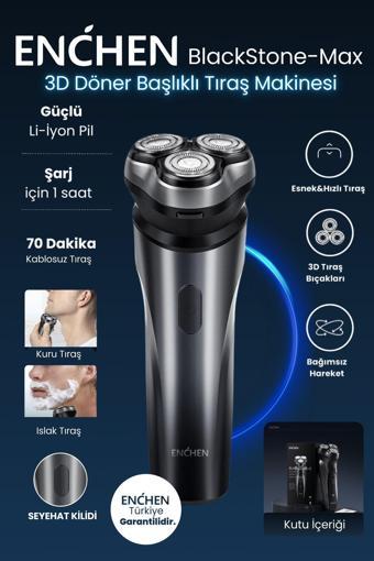 Enchen Blackstone Max Siyah Çift Yönlü Kavisli Bıçaklı Şarjlı Islak-Kuru Tıraş Makinesi