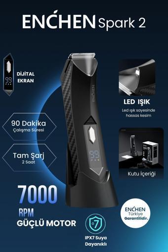 Enchen Spark 2 Led Işıklı Şarjlı Çok Fonksiyonlu Saç Ve Tıraş Makinesi