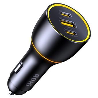 Aohi Superauto Araç İçi Şarjı, 3 Portlu PD 170W Type-C to Type-C, USB, Hızlı Şarj Çakmaklık Adaptörü