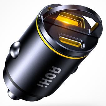 Aohi Superauto Araç İçi Şarjı, 2 Portlu PD 45W Type-C to Type-C, USB 30W Hızlı Şarj Çakmaklık Adaptö