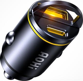 Aohi Superauto Araç İçi Şarjı, 2 Portlu PD 45W Type-C to Type-C, USB 30W Hızlı Şarj Çakmaklık Adaptö