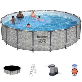 Bestway 5618Y Steel Pro MAX Prefabrik Aile Havuzu 549x122cm Örtü+Merdiven+Filitre Set