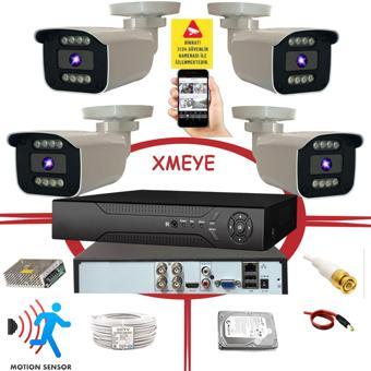 4 Kameralı Hareket Algılayan 5 MP Lens 8 Warm Led Gece Renkli Gösteren Güvenlik Kamerası Seti BS 908W