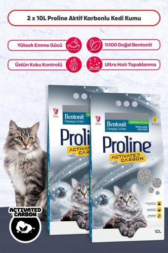 Aktif Karbonlu Topaklanan Kedi Kumu 10 Lt X 2 Adet