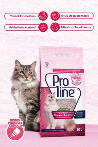 Proline Doğal Topaklanan Baby Powder Kokulu Kedi Kumu 10 Lt
