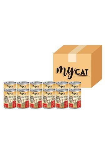 My Cat Mycat Sığır Parça Etli Yetişkin Kedi Konserversi 12 Li (400Gr)
