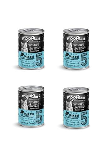 Mojo Black No :5 Tahılsız 400Gr Balık Etli Yetişkin Kedi Konservesi(4Adet)