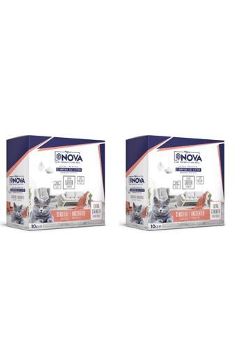 Nova Hassas Kediler İçin Topaklanan Kedi Kumu 10Lt (2 Adet)