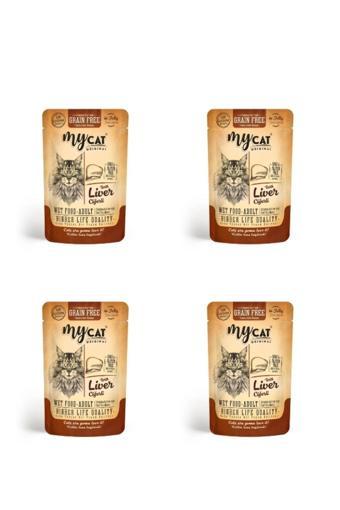 My Cat 4078-Mycat Ciğerli Pouch Yaş Mama 85Gr (4Adet)