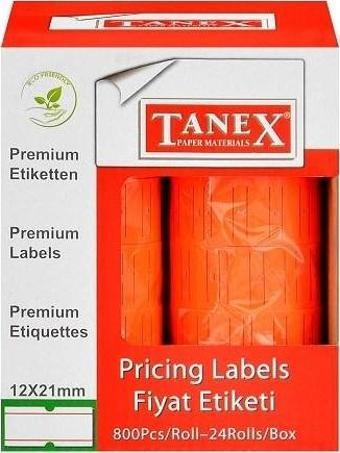 TANEX MOTEX ETIKET 12X21 FLORASAN KIRMIZI 800'lü - 24 Adet