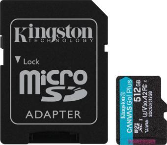 Kingston SDCG3-512GB 512GB microSDXC Canvas Go Plus 170R A2 U3 V30 Card + ADP Hafıza Kartı