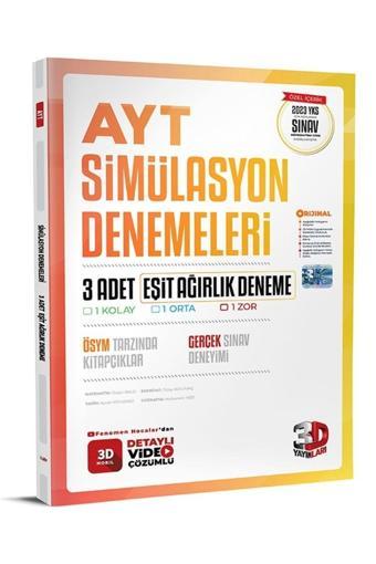 3d Ayt 3'lü Eşit Ağırlık Simülasyon Genel Deneme 2023 Yks Sınav Müfredatına Göre Hazırlanmıştır - 3D Yayınları