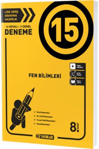 HIZ 8. SNF FEN BİLİMLERİ DENEME 15 Lİ - Hız Yayınları