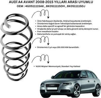 2008-2015 Audi A4 Avant İçin Standart Yay ST102005R - 2 Adet Arka Helezon Yay Takımı