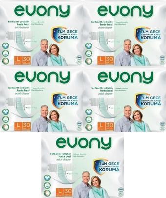 Evony Hasta Bezi Yetişkin Bel Bantlı Tekstil Yüzey L-Büyük Boy 150 Adet (5Pk*30)