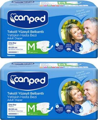 Canped Belbantlı Medium Tekstil Hasta Bezi 30Lu 2Paket 60 Adet