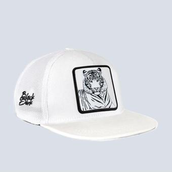 Black Börk Trucker Premium Bengal Kaplanı Beyaz Şapka (Cap)
