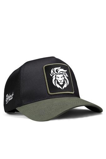 Black Börk V1 Aslan Logolu Haki-Siyah Trucker Şapka