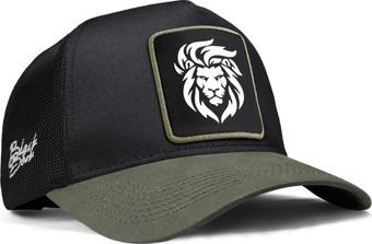 Black Börk V1 Aslan Logolu Haki-Siyah Trucker Şapka