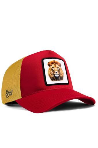 Black Börk V1 Aslan Logolu Kırmızı-Sarı Trucker Şapka