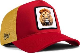 Black Börk V1 Aslan Logolu Kırmızı-Sarı Trucker Şapka
