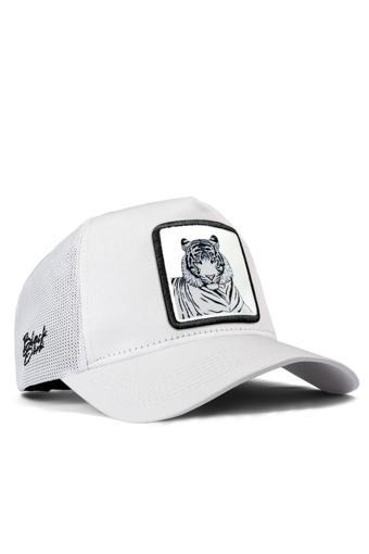 Black Börk V1 Bengal Kaplan Logolu Beyaz Trucker Şapka