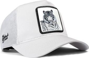 Black Börk V1 Bengal Kaplan Logolu Beyaz Trucker Şapka