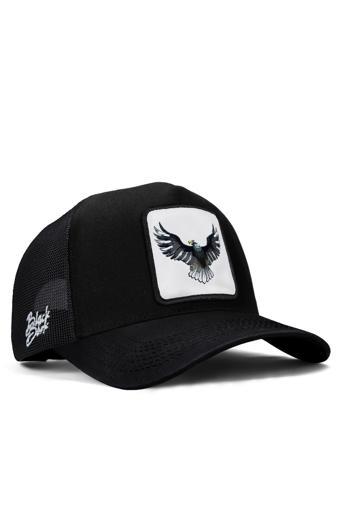 Black Börk V1 Kartal Logolu Siyah Trucker Şapka