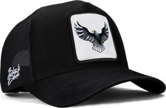 Black Börk V1 Kartal Logolu Siyah Trucker Şapka