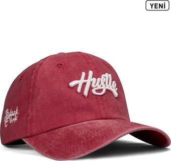 Black Börk Vintage Beyzbol Hustle Nakışlı Kırmızı Şapka