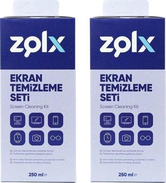 Zolx Ekran Temizleme Seti 250 ml - 2 Adet (Mikrofiber Bez)