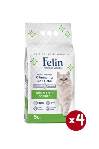 Yeşil Elma Kokulu Topaklanan Ince Taneli Kedi Kumu 5lx4