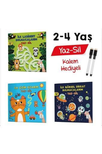 Yükselen Zeka Yayınları 2-4 Yaş Mucit Karınca Yaz-Sil Kitap 2 (İlk Çizim, Labirent Bulmacalarım, Görsel Dikkat Bulmacalarım) - Yükselen Zeka Yayınları