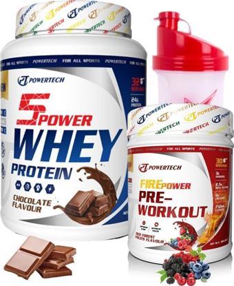 POWERTECH 5power Whey Protein Tozu 32 Servis Çikolata Firepower Pre-workout 30 Servis Orman Meyveli