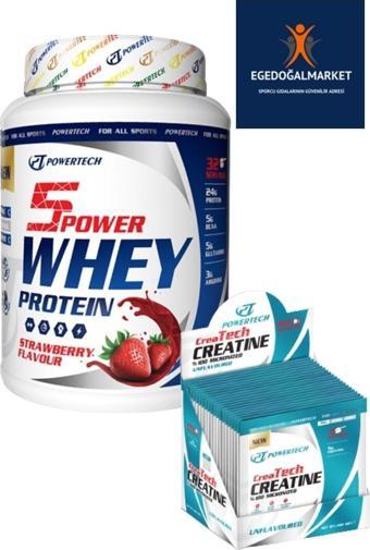 POWERTECH 5power Whey Protein Tozu 32 Servis Çilek - Kreatin 20 Saşe Aromasız