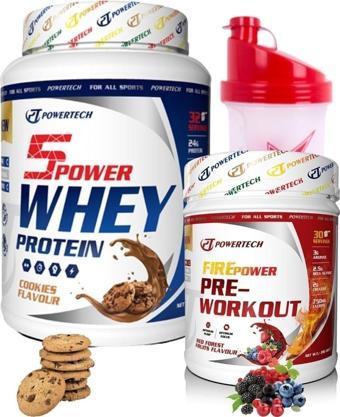 POWERTECH 5power Whey Protein Tozu 32 Servis Kurabiye - Firepower Pre-workout 30 Servis Orman Meyveli