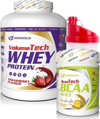 POWERTECH Volumetech Whey Protein Tozu 2400 Gr Çilek - Bcaa 500 Gr Ananas Aromalı