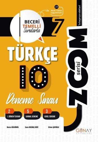 7. Sınıf Zoom Serisi 10lu Türkçe Denemeleri - Berna Gülgönül - Günay Yayıncılık