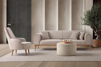 Edsy Home Rebull 3+1 Koltuk Takımı Sütlü Kahve