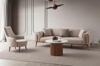 Edsy Home Riva 3+1 Koltuk Takımı Sütlü Kahve