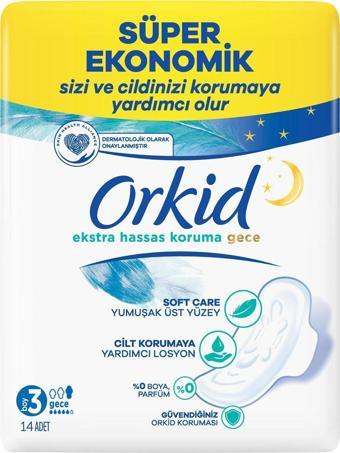 Orkid Ekstra Hassas Koruma Ped Gece 14x4 56 Adet