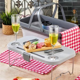 bigmate Portatif Katlanır Piknik Seti 25Lt Silikon Sepetli Masalı Piknik Sepeti