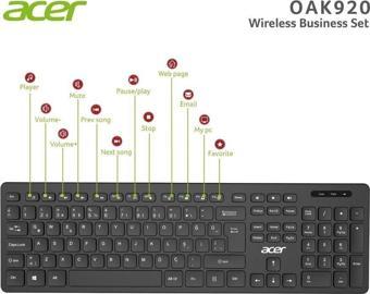 Acer Oak-920 Siyah Kablosuz Klavye 2.4Ghz Caps Lock (Smart Tv- Wifi)