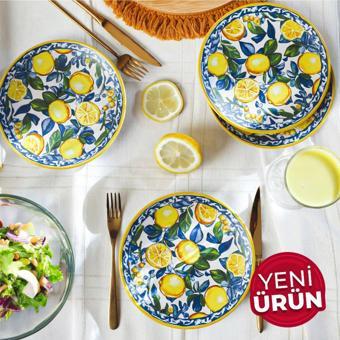 Keramika Lemon Glow Ege Pasta Tabağı 20 Cm 4 Parça