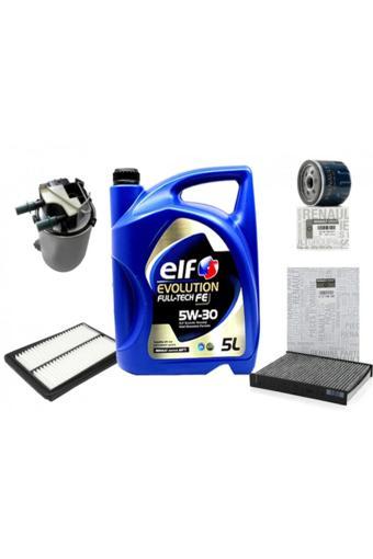Elf Renault Clio 4 1.5 Dci Filtre Bakım Seti Ve Motor Yağı 5W-30 5Lt Dpf Li
