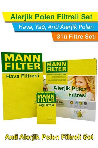 Mann Fılter Bmw 3 Serisi F30 3.20İ Ed Mann Filtre Bakım Seti 2012-2016 Hava+Yağ+A.Alerjik Polen