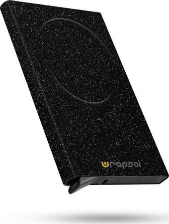 Wrapsol Magsafe Mekanizmalı Kartlık Rfid Korumalı Alüminyum Otomatik Kredi Kartlık Renkli Gümüş Simli Siyah
